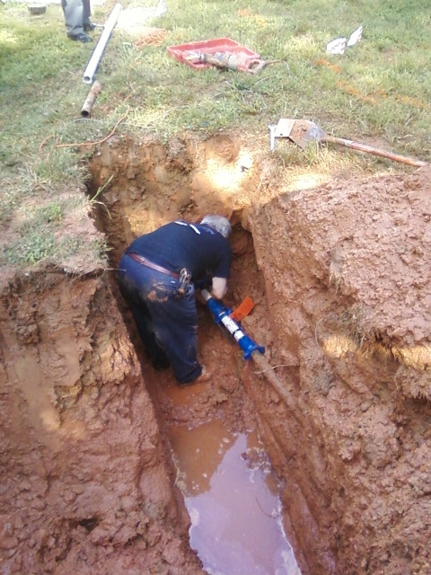 Excavation To Repair Broken Sewer  Line